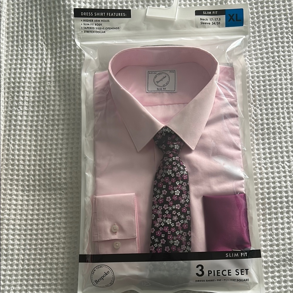 The Bespoke 3 piece set Signature Pink Dress Shirt Elegant Style